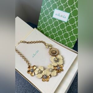 Rare. Stella & Dot Enameled Flowers Glass Stones Necklace  NWOT